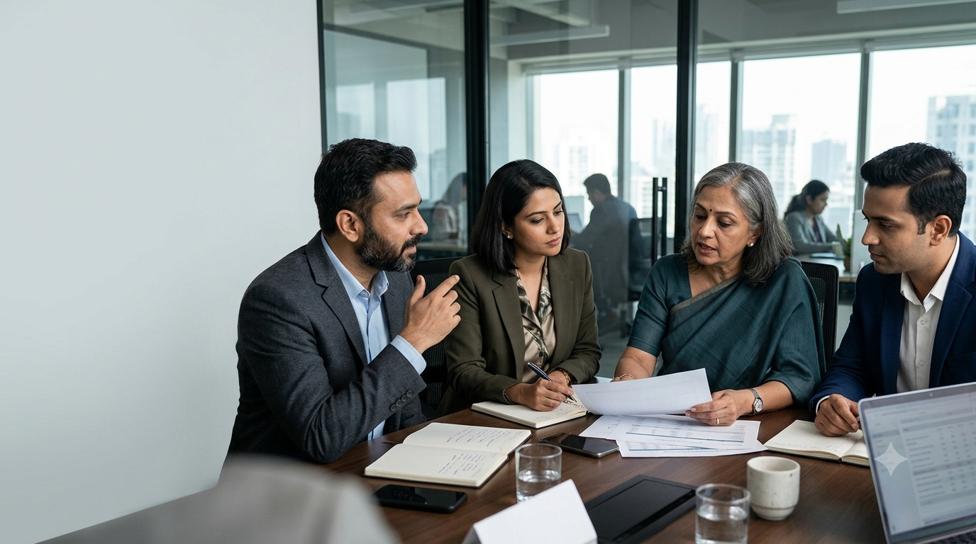 Business owners reviewing business performance